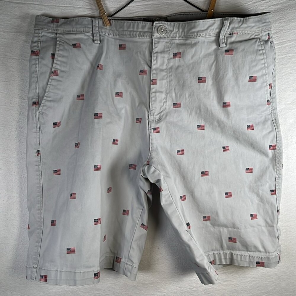 Mens 38" Flag Chino Shorts Falls Creek Patriotic 4th BBQ Fathers Day Gift Casual